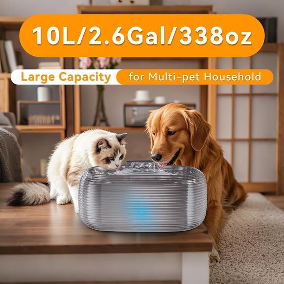 JMICOW 10L/2.6Gal/338oz Dog Water Fountain for Large Dogs, Dog Fountain Water - Picture 2 of 7